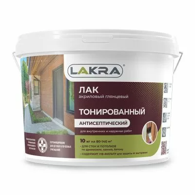 Лак тонированный акриловый с уф-фильтром Бесцветный 10кг Лакра
