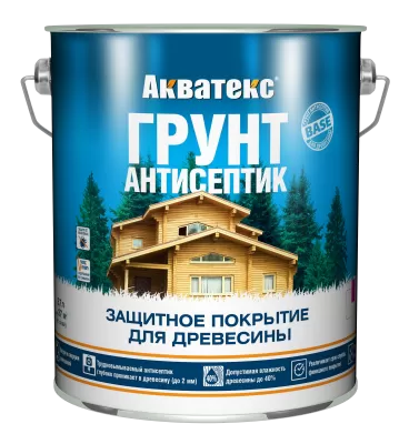 Грунт-антисептик Акватекс для древесины, алкидный, защитный, невымываемый, бесцветный 9л